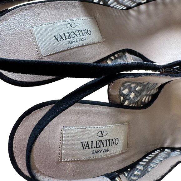 Valentino Garavani Crystal Strass Mesh Platform Slingback Heels Stilettos EU 38 - Picture 6 of 10